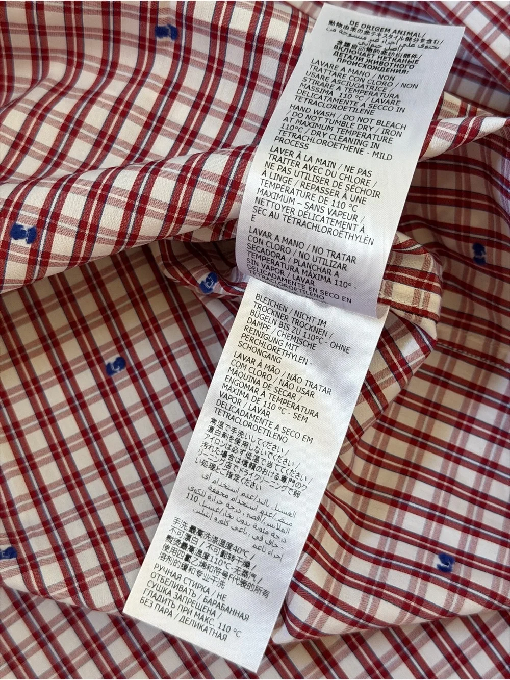 Gucci Men's Red & White Checked Cotton Button-Up Shirt